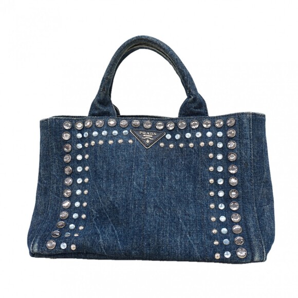 PRADA Handbags - Prada Canapa Denim Handbag, Navy, Women's, P2938419